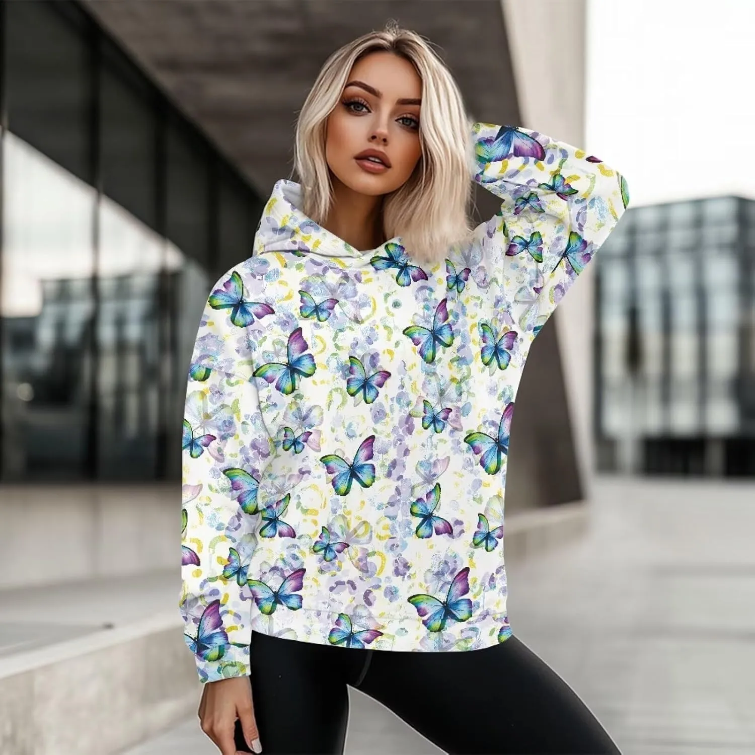 Women's Loose Hooded Pullover Sweatshirt Drop Shoulder Oversized Hoodie Long Sleeve Fall Winter Clothes X-2XL