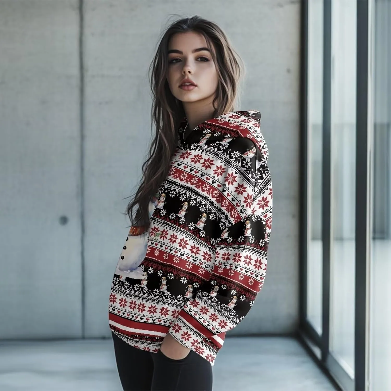 Women's Loose Hooded Pullover Sweatshirt Drop Shoulder Oversized Hoodie Long Sleeve Fall Winter Clothes X-2XL