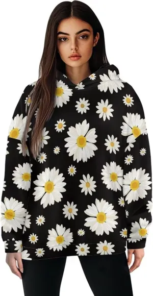 Women's Loose Hooded Pullover Sweatshirt Drop Shoulder Oversized Hoodie Long Sleeve Fall Winter Clothes X-2XL