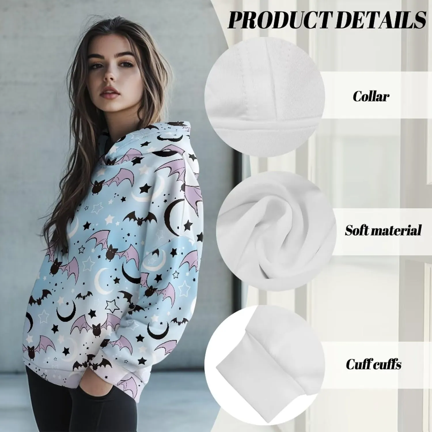 Women's Loose Hooded Pullover Sweatshirt Drop Shoulder Oversized Hoodie Long Sleeve Fall Winter Clothes X-2XL