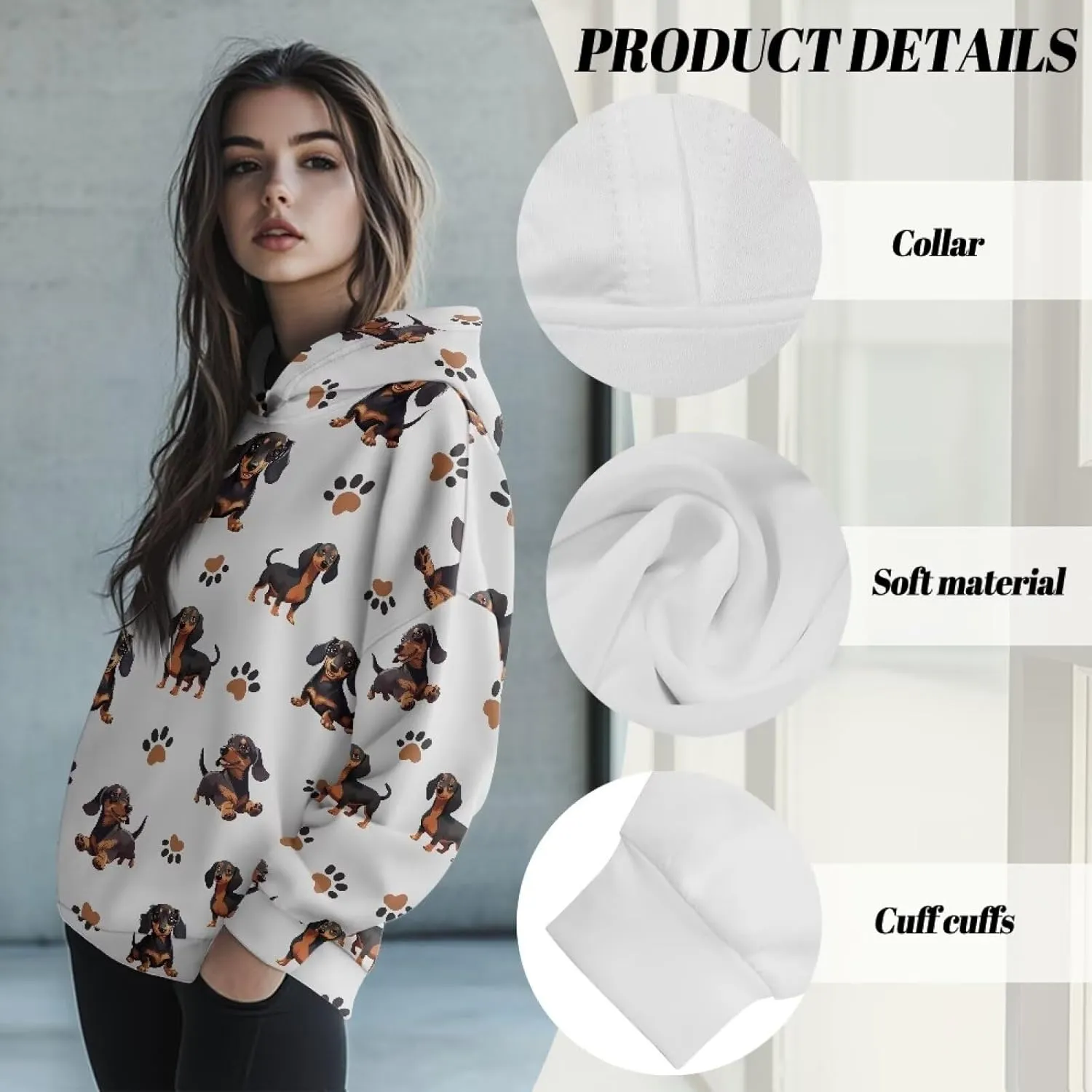 Women's Loose Hooded Pullover Sweatshirt Drop Shoulder Oversized Hoodie Long Sleeve Fall Winter Clothes X-2XL