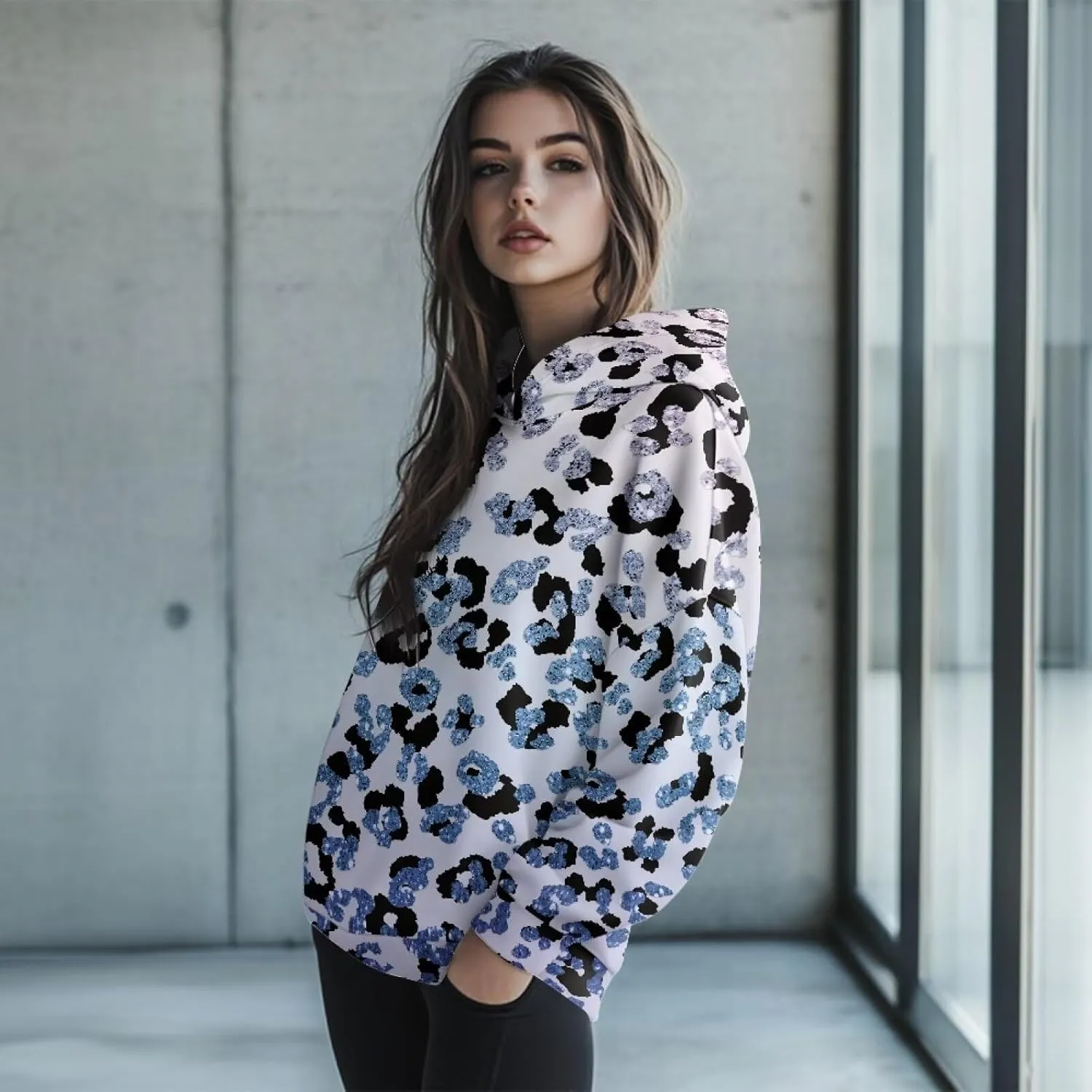 Women's Loose Hooded Pullover Sweatshirt Drop Shoulder Oversized Hoodie Long Sleeve Fall Winter Clothes X-2XL