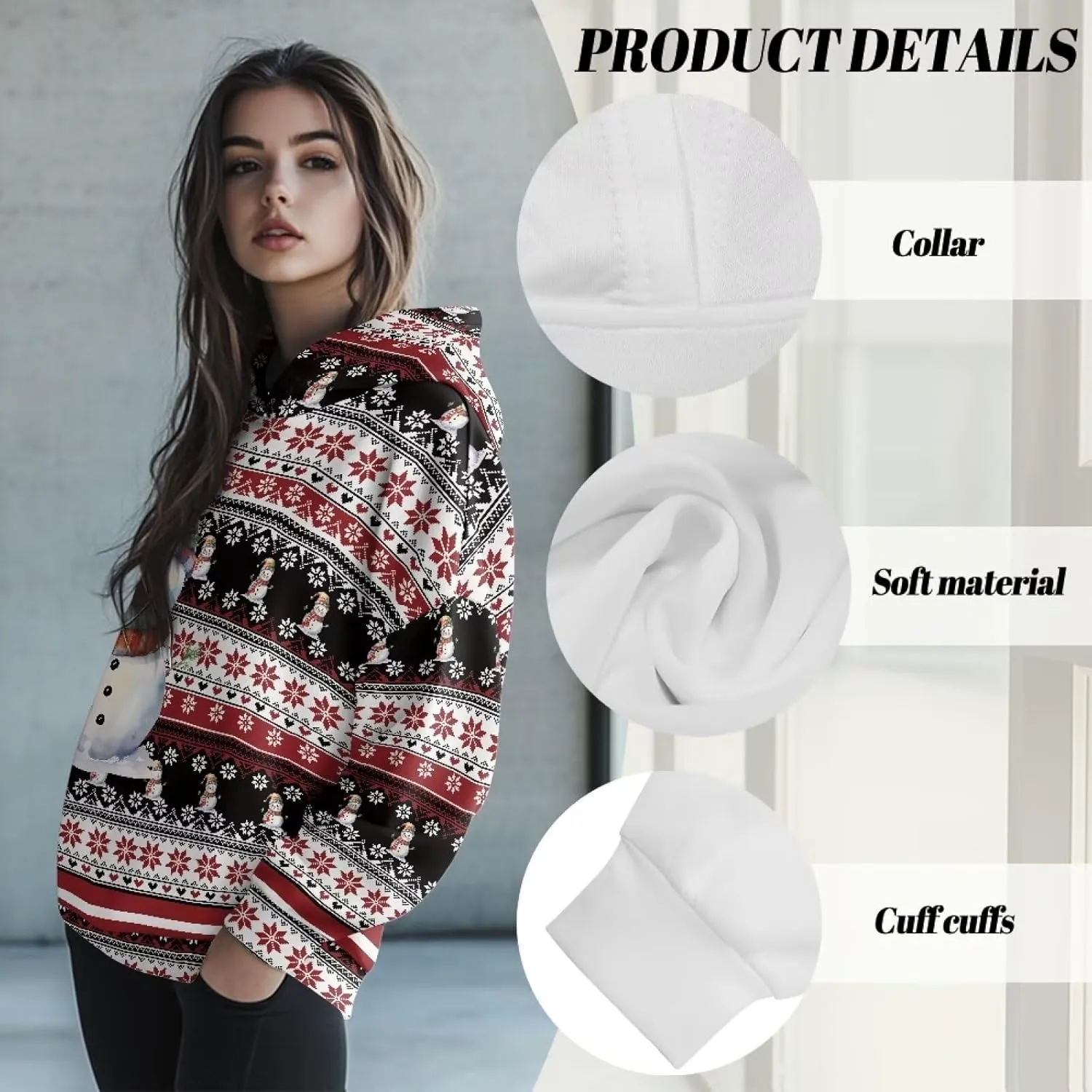 Women's Loose Hooded Pullover Sweatshirt Drop Shoulder Oversized Hoodie Long Sleeve Fall Winter Clothes X-2XL