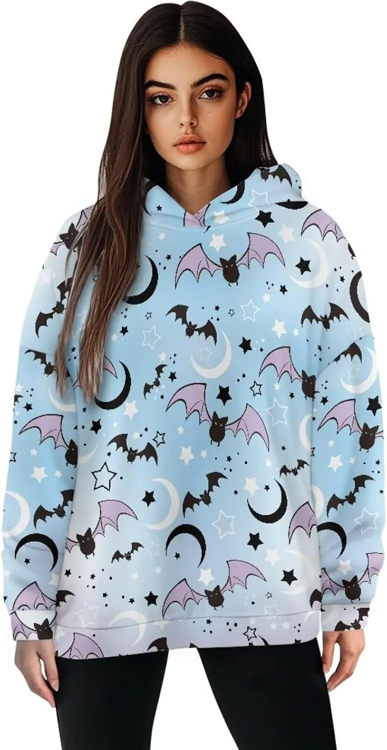 Women's Loose Hooded Pullover Sweatshirt Drop Shoulder Oversized Hoodie Long Sleeve Fall Winter Clothes X-2XL
