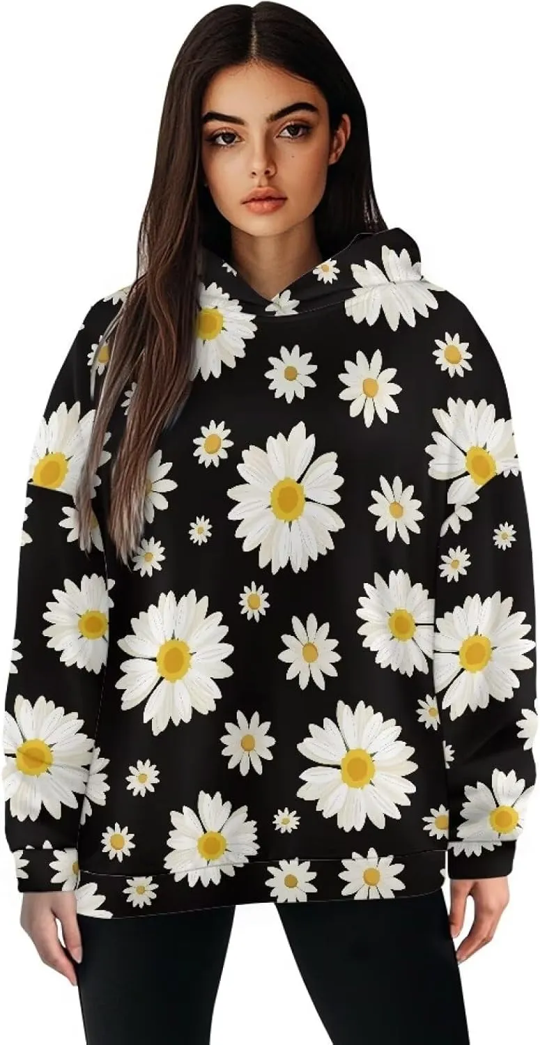 Women's Loose Hooded Pullover Sweatshirt Drop Shoulder Oversized Hoodie Long Sleeve Fall Winter Clothes X-2XL