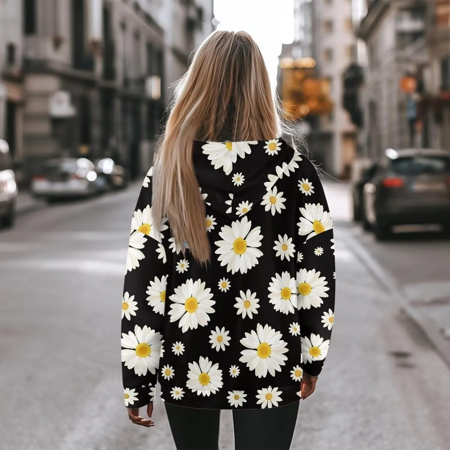 Women's Loose Hooded Pullover Sweatshirt Drop Shoulder Oversized Hoodie Long Sleeve Fall Winter Clothes X-2XL