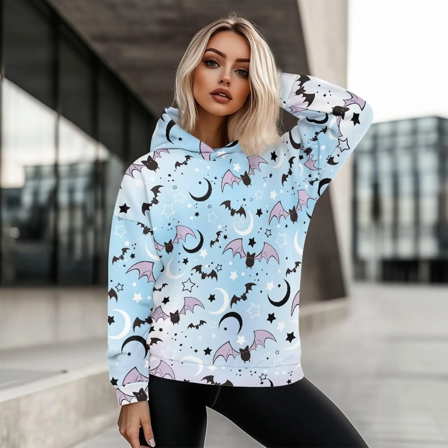 Women's Loose Hooded Pullover Sweatshirt Drop Shoulder Oversized Hoodie Long Sleeve Fall Winter Clothes X-2XL