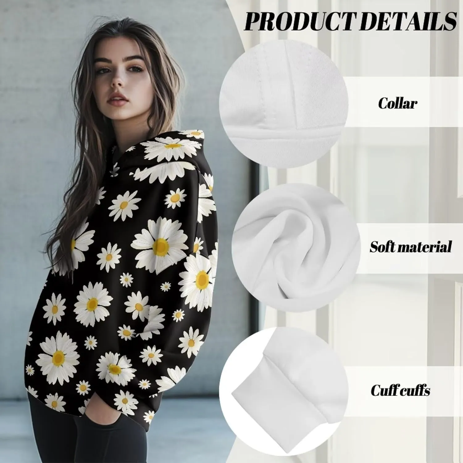 Women's Loose Hooded Pullover Sweatshirt Drop Shoulder Oversized Hoodie Long Sleeve Fall Winter Clothes X-2XL