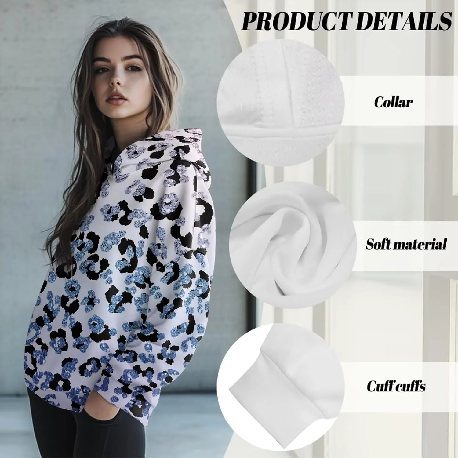 Women's Loose Hooded Pullover Sweatshirt Drop Shoulder Oversized Hoodie Long Sleeve Fall Winter Clothes X-2XL