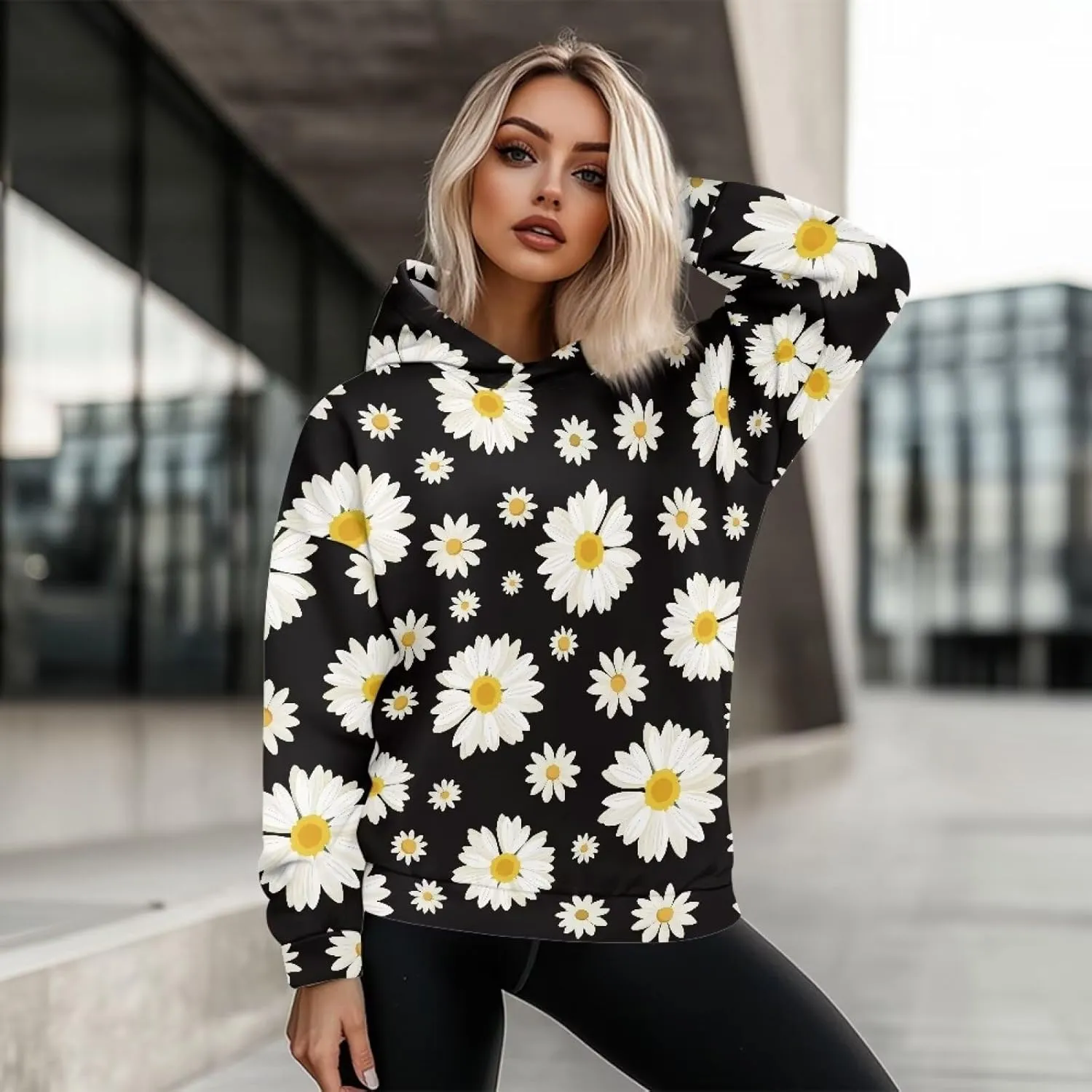 Women's Loose Hooded Pullover Sweatshirt Drop Shoulder Oversized Hoodie Long Sleeve Fall Winter Clothes X-2XL