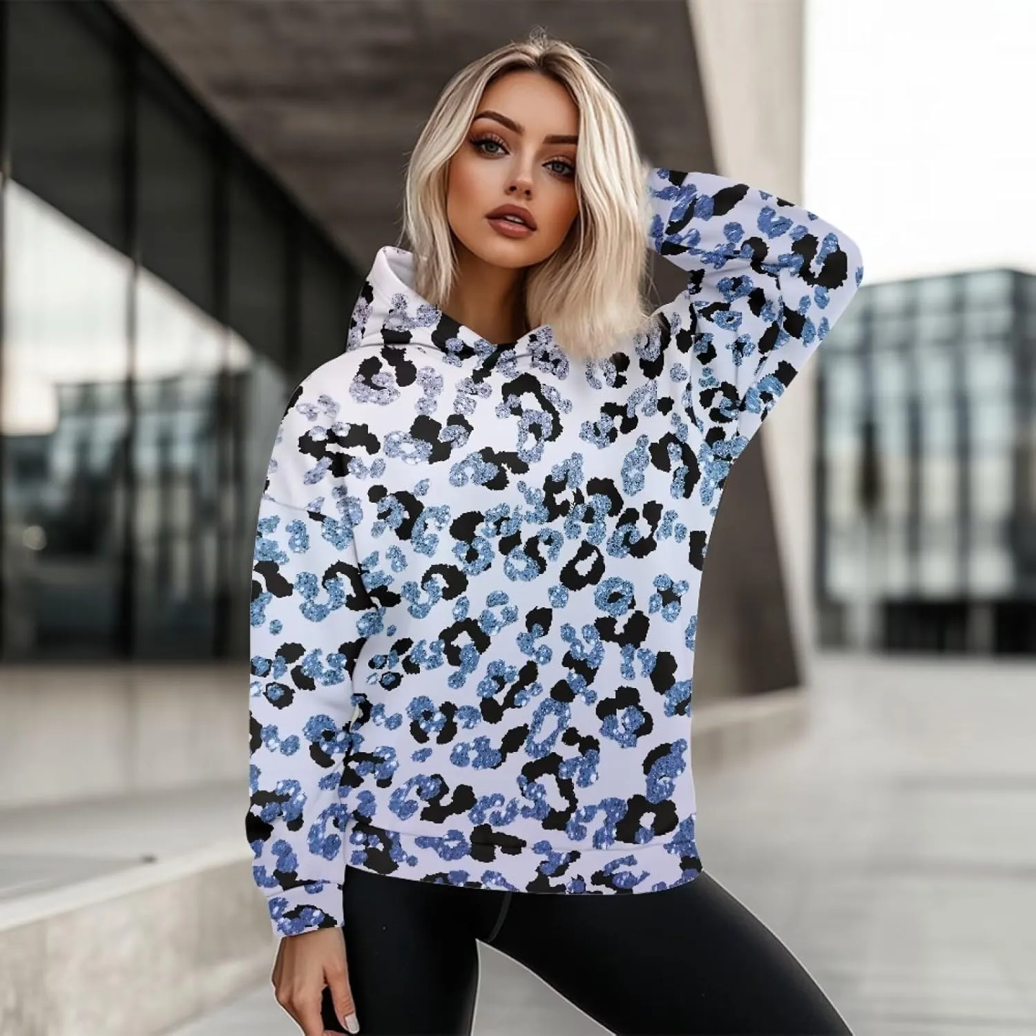 Women's Loose Hooded Pullover Sweatshirt Drop Shoulder Oversized Hoodie Long Sleeve Fall Winter Clothes X-2XL