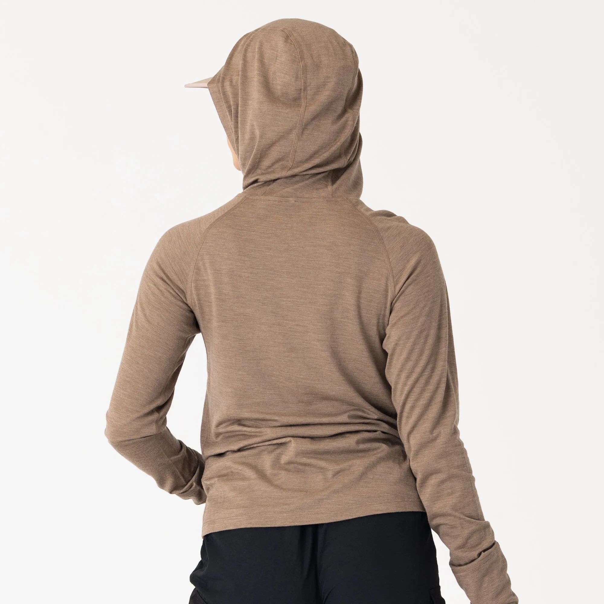 Womens Merino LS Hoody Stone Marle