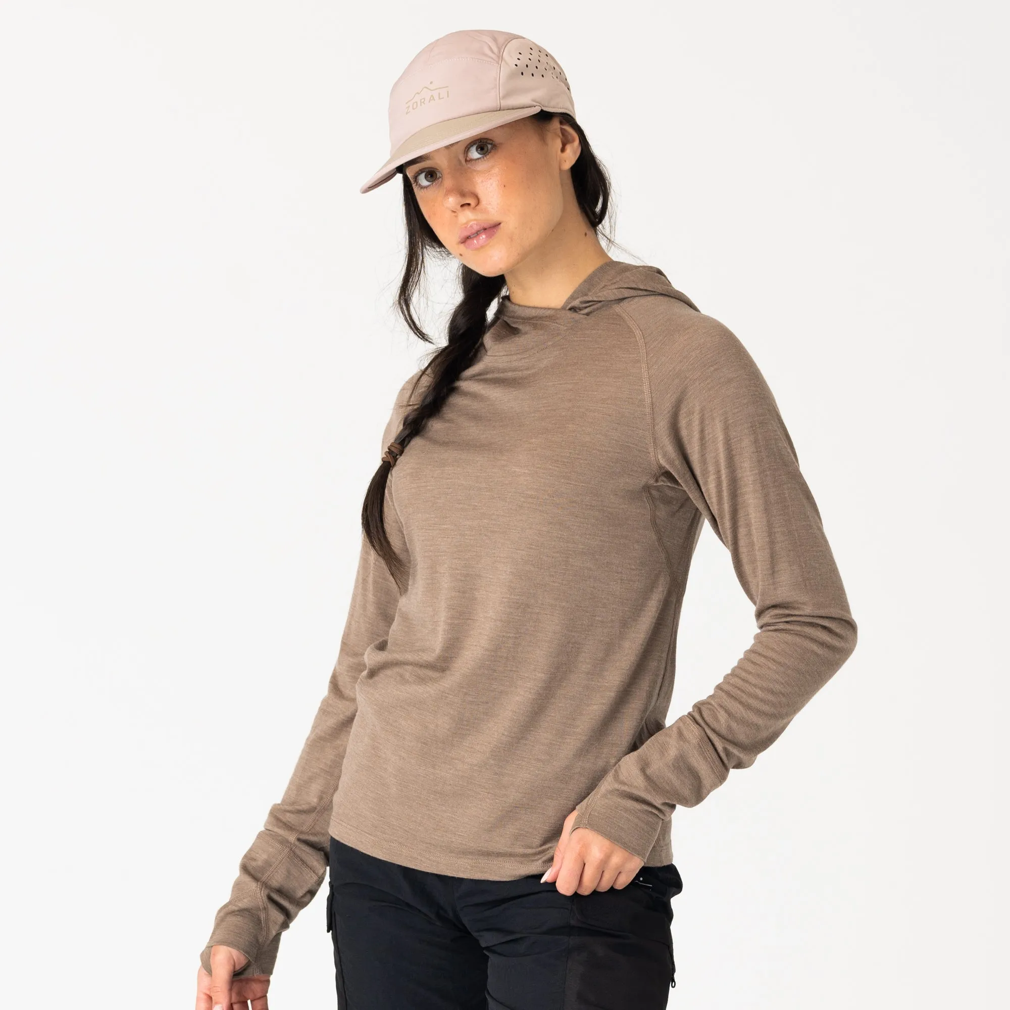 Womens Merino LS Hoody Stone Marle