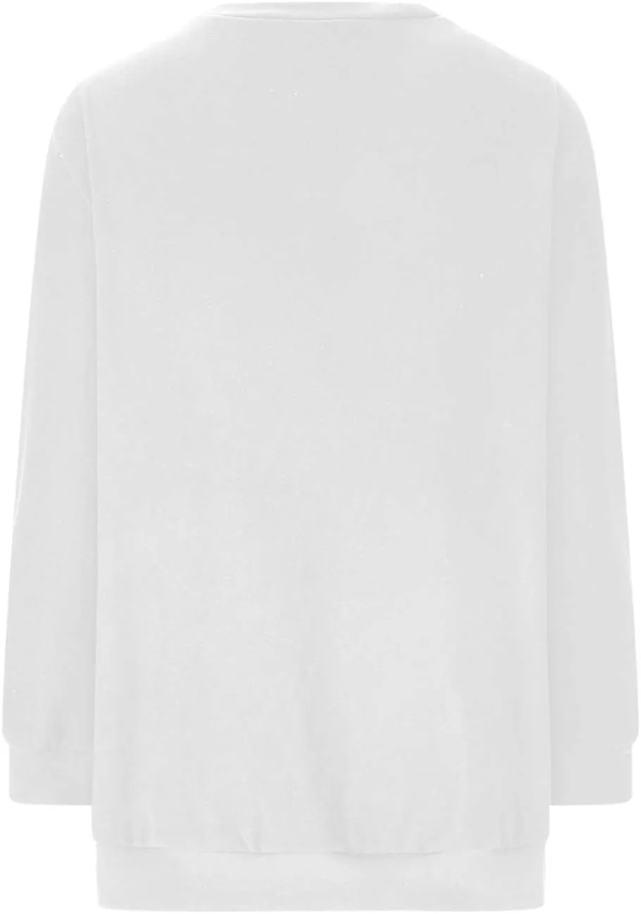 Womens Oversized Crewneck Sweatshirt Pleated Long Sleeve Tunic Tops Loose Fit Pullover Top Fall Clothes with Pockets