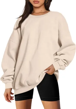 Women's Oversized Sweatshirts Fleece Long Sleeve Crew Neck Pullover Sweatshirt Casual Hoodie Tops Small