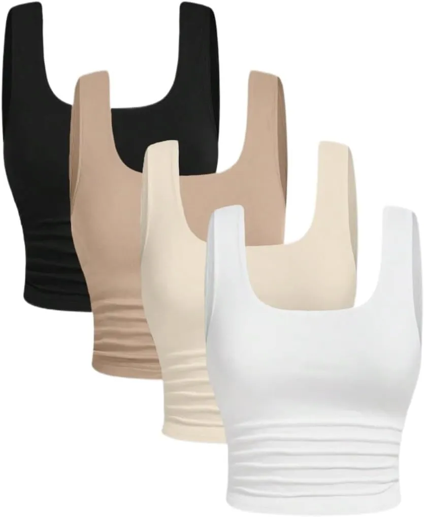 Womens Sleeveless Camisole Tank Tops Blouse Regular Scoopneck Slimming Casual Fitted Tank Top
