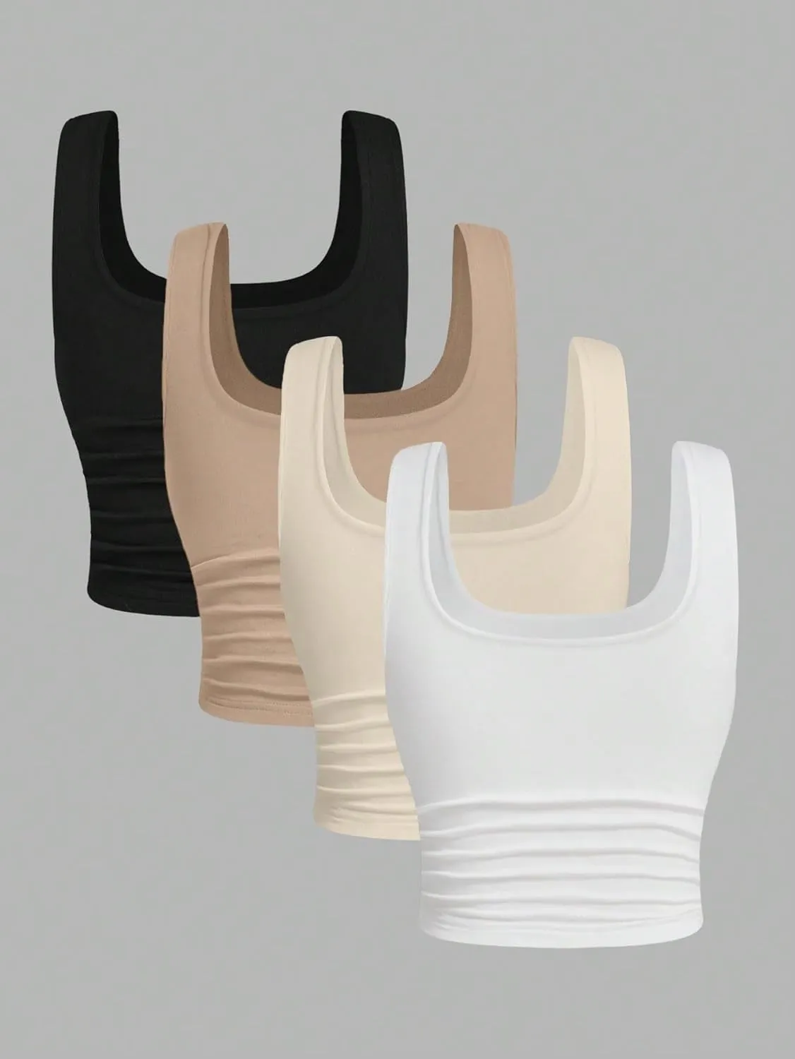 Womens Sleeveless Camisole Tank Tops Blouse Regular Scoopneck Slimming Casual Fitted Tank Top