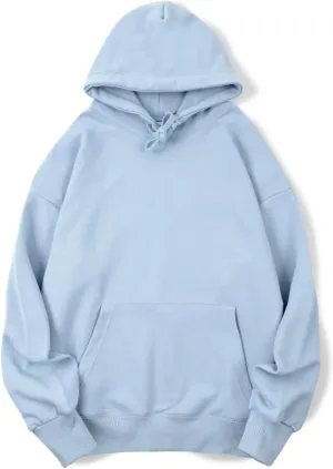 Women's Solid Color Hooded Sweatshirt 100% Cotton Sports Hoodie Oversized Pullover Tops Clothes with Pocket