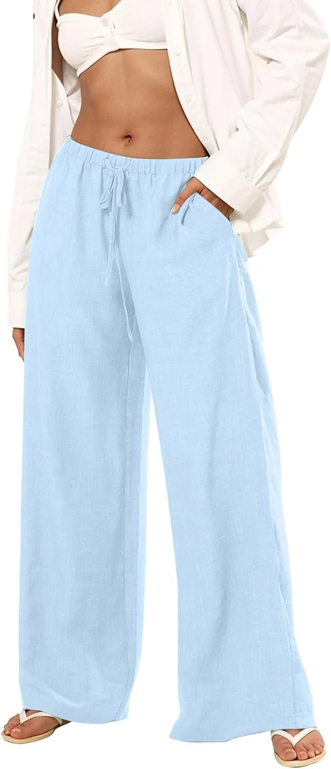 Women's Summer Casual Flowy Wide-Legged Dressy Loose Fit Fashion Pants