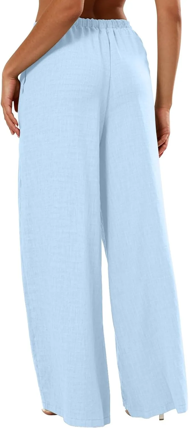 Women's Summer Casual Flowy Wide-Legged Dressy Loose Fit Fashion Pants