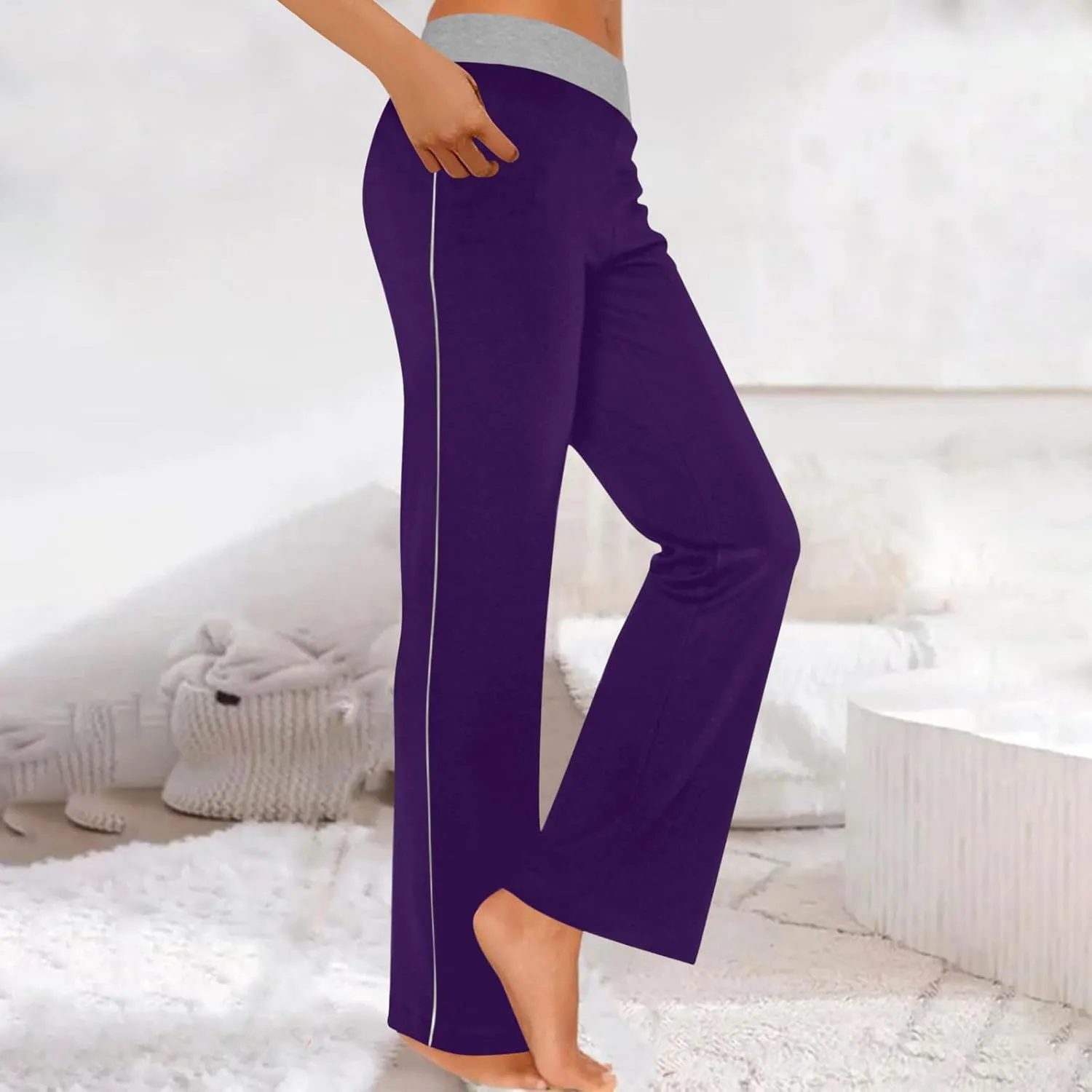 Women's Sweatpant Yoga Leggings Side Striped High Waist Stretch Comfy Jogger Gym Sport Workout Pants Trousers Slacks