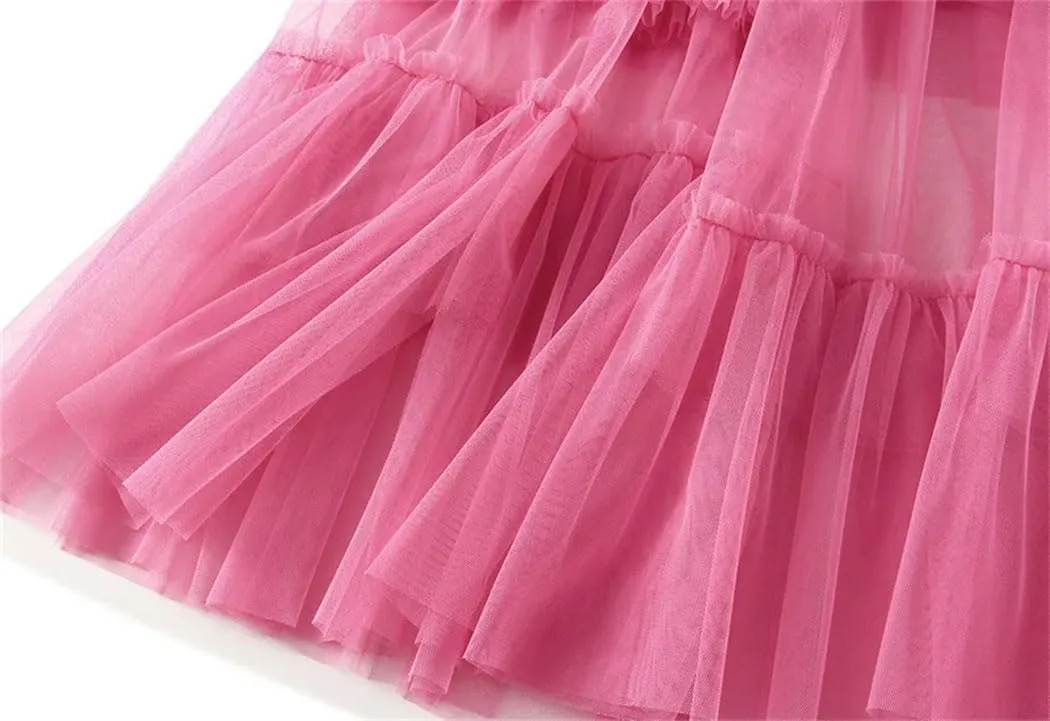 Women's Vintage Casual Midi Skirt Elastic High Waist Layered Pleate Mesh Flowy A-Line Party Skirts