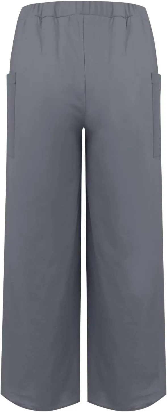 Womens Wide Leg Summer Pants Flowy Side Split Palazzo Beach Boho High Waisted Casual Lounge Trousers Plus Size