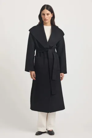 Wool Wrap Coat | Black