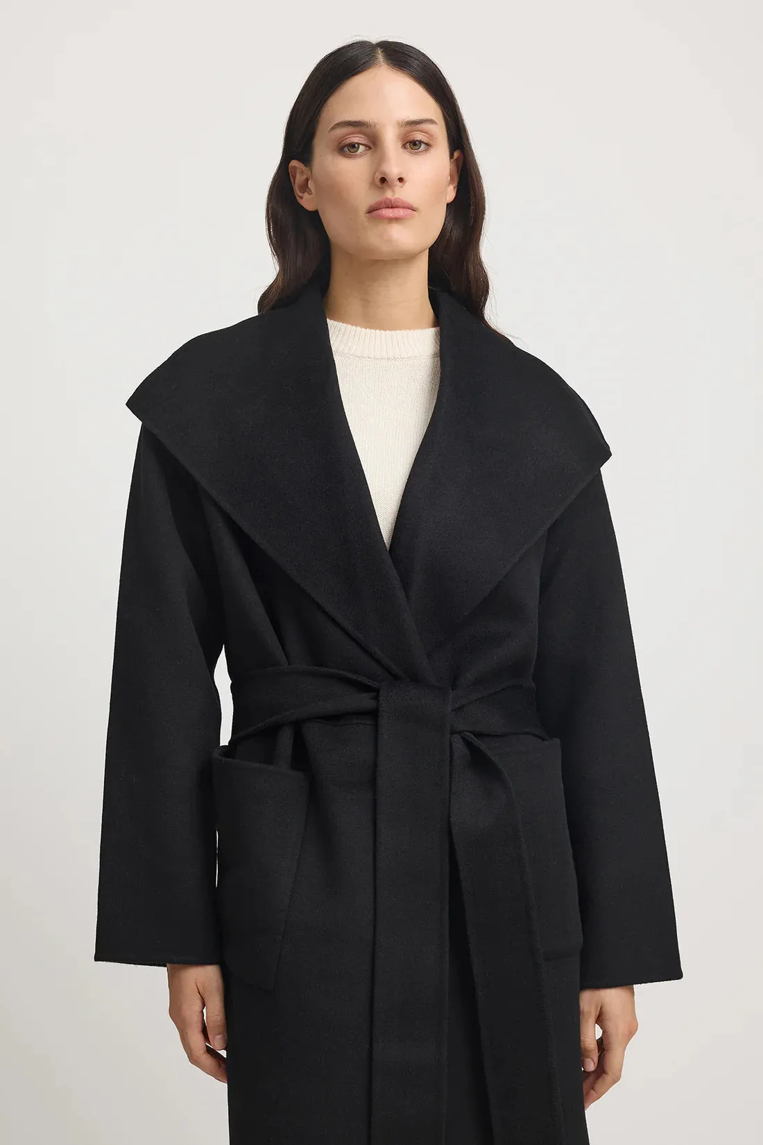 Wool Wrap Coat | Black