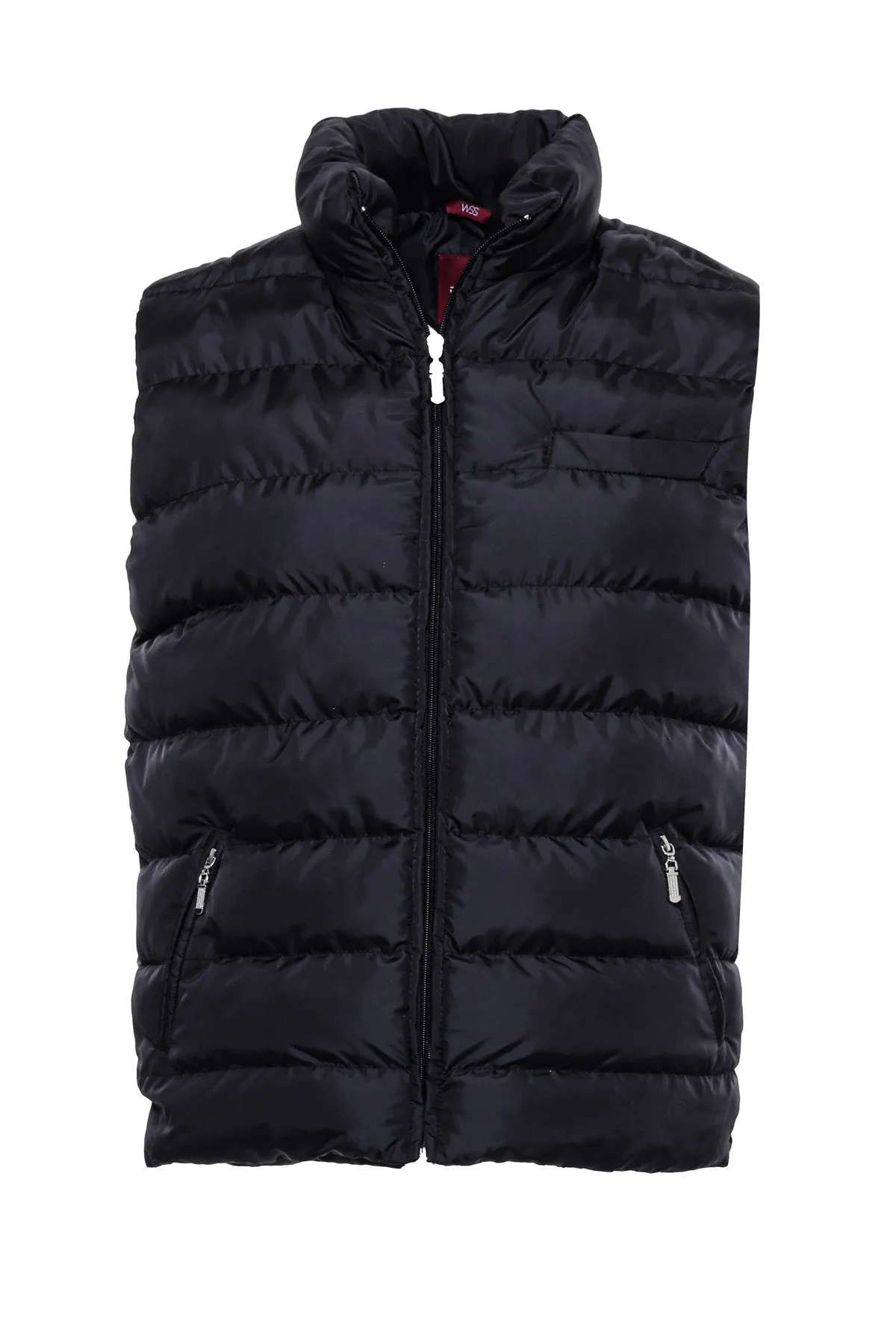 WSS Zippered Pockets Quilted Black Men Winter Down Vest  - Singen