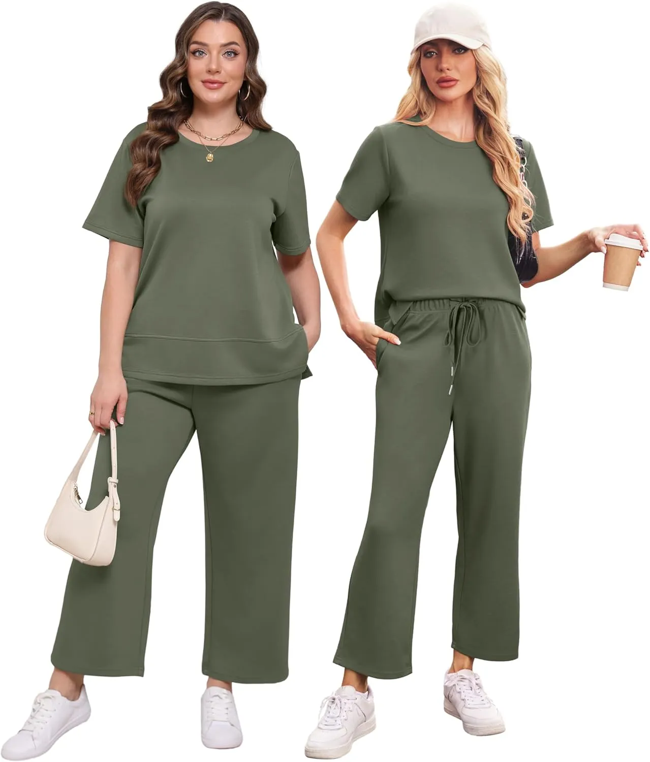 XIEERDUO Women's 2 Piece Lounge Set Fashion Travel Outfits Vacation Tracksuit Comfy Wide Leg Airport Loungewear S-3XL