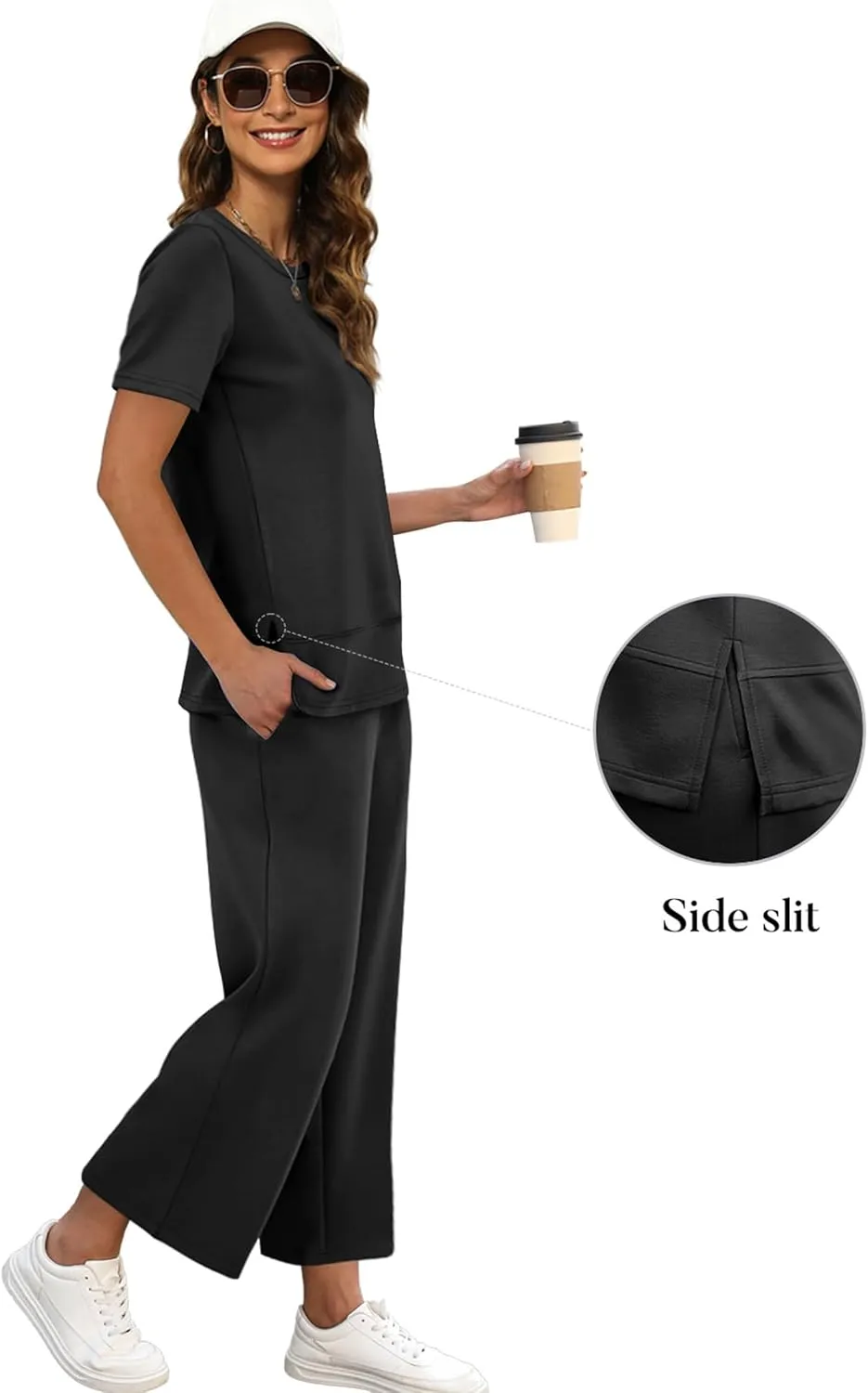 XIEERDUO Women's 2 Piece Lounge Set Fashion Travel Outfits Vacation Tracksuit Comfy Wide Leg Airport Loungewear S-3XL