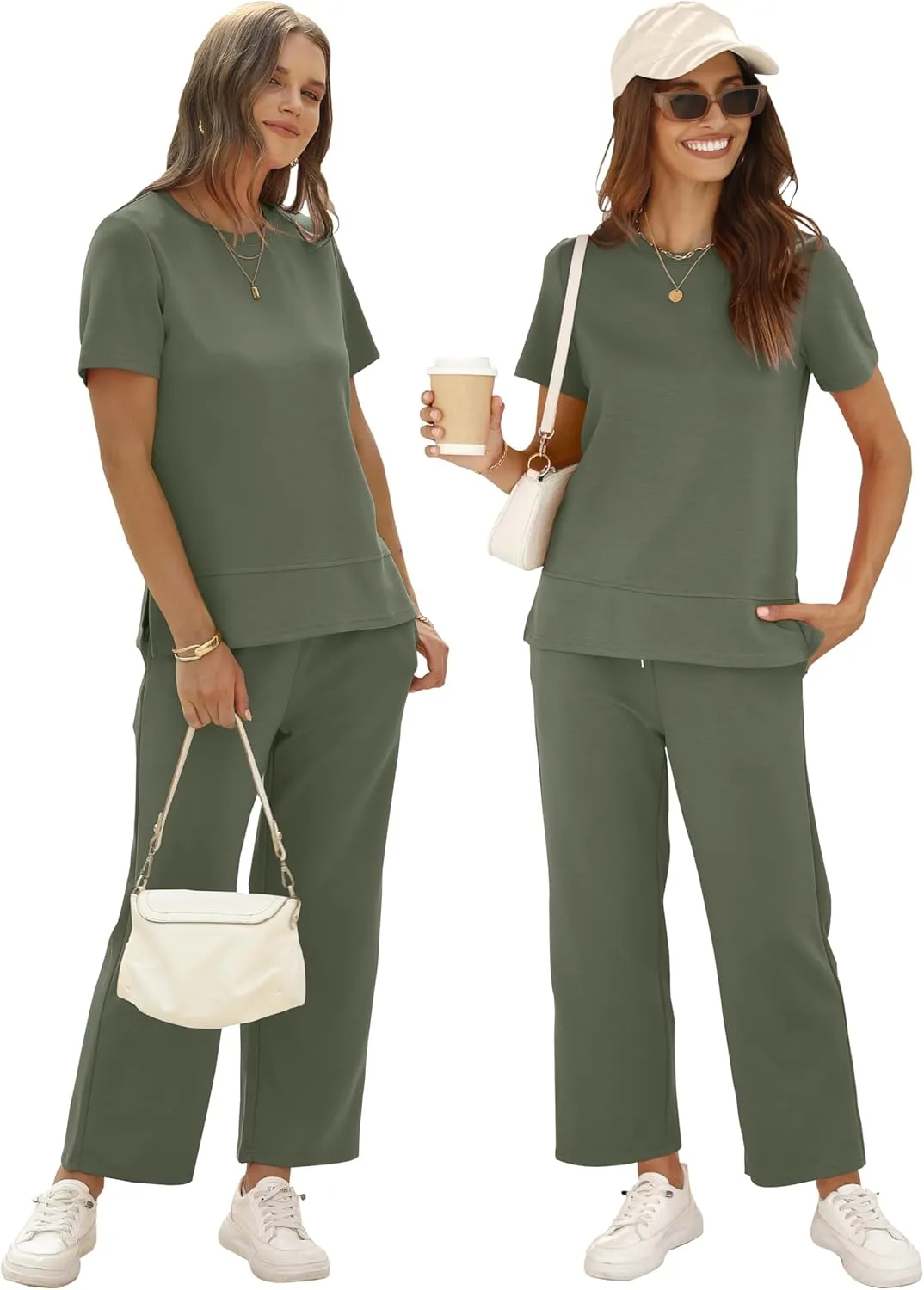 XIEERDUO Women's 2 Piece Lounge Set Fashion Travel Outfits Vacation Tracksuit Comfy Wide Leg Airport Loungewear S-3XL