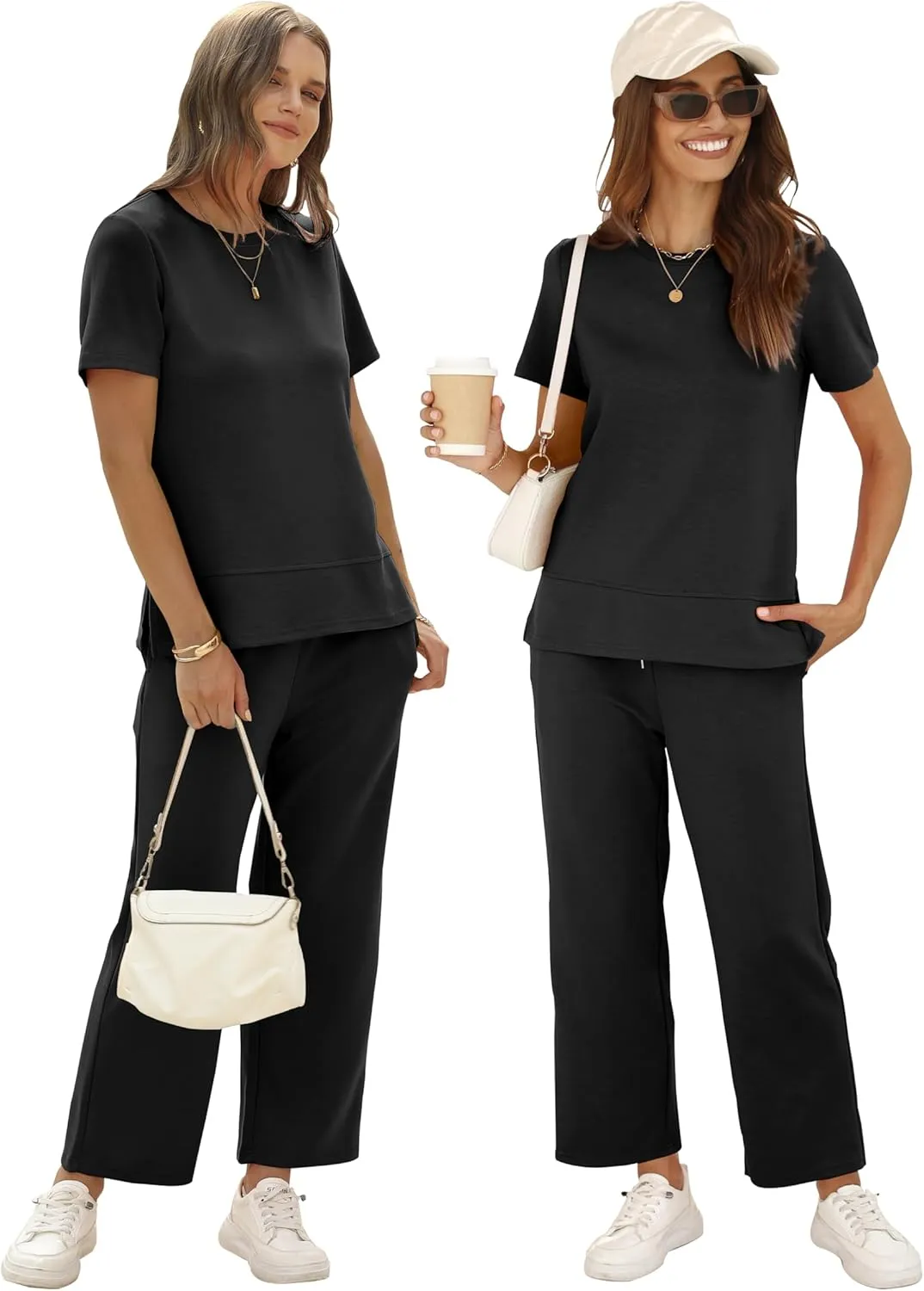 XIEERDUO Women's 2 Piece Lounge Set Fashion Travel Outfits Vacation Tracksuit Comfy Wide Leg Airport Loungewear S-3XL