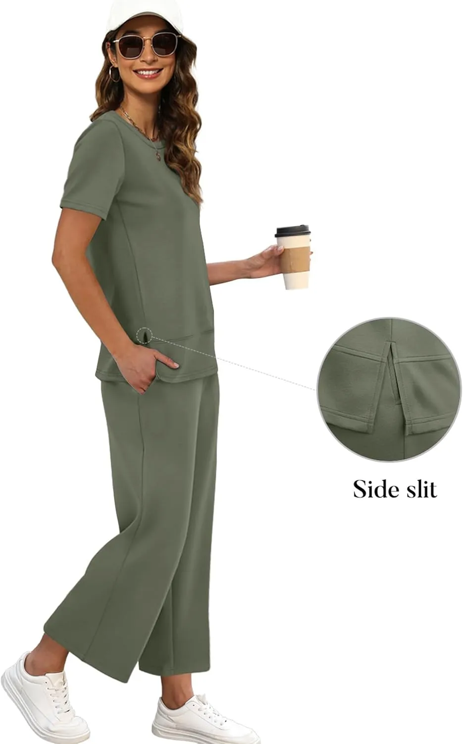 XIEERDUO Women's 2 Piece Lounge Set Fashion Travel Outfits Vacation Tracksuit Comfy Wide Leg Airport Loungewear S-3XL