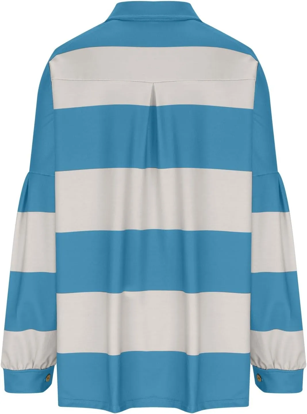 Y2K Tops for Women Fall 2024 Fashion Color Block Striped Polo Shirt Oversized Long Sleeve Button Up Blouse Pullover