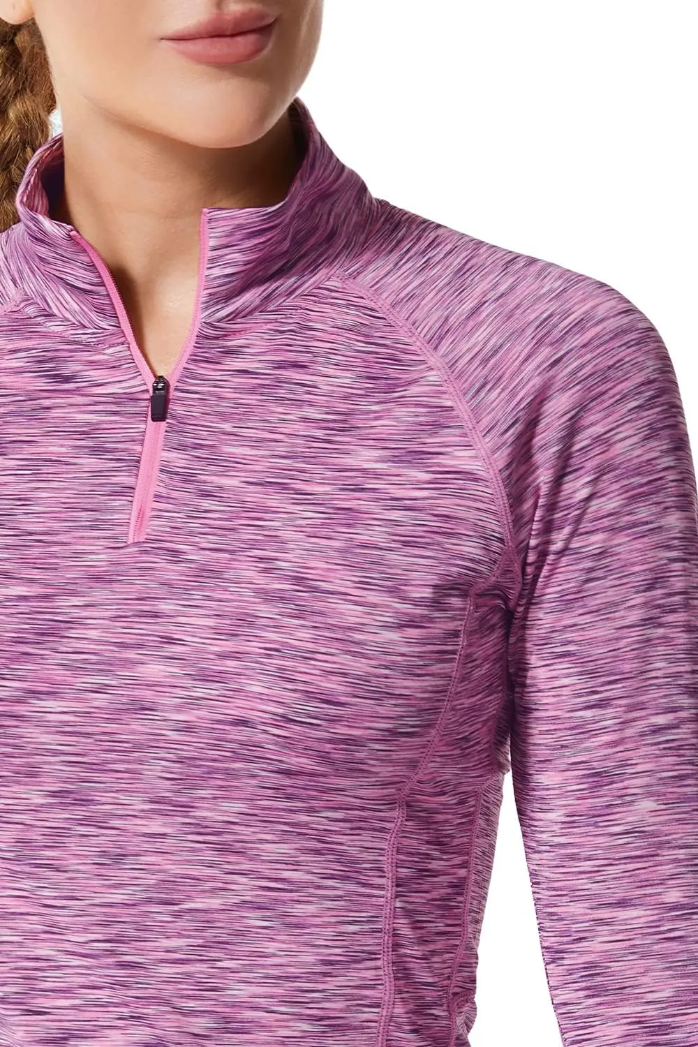 Zengjo Womens Quarter Zip Long Sleeve Workout Tops 1/4 Zip Running Pullover