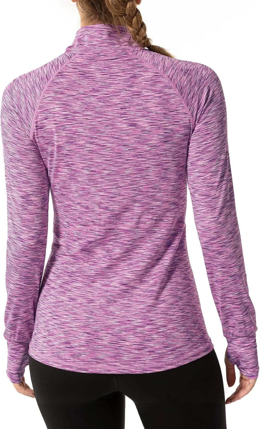 Zengjo Womens Quarter Zip Long Sleeve Workout Tops 1/4 Zip Running Pullover