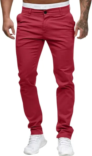 ZHUER Men's Casual Pants Slim Fit Stretch Flat-Front Skinny Dress Pants Full Length Mid Waist Chino Pants Work Sport Trousers