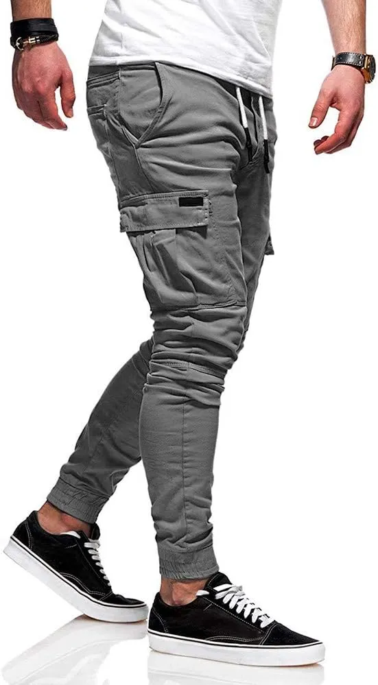 ZHUER Mens Slim Fit Sweatpants Cargo Pants Stretch Elastic Waist Jogger Pants Fashion Casual Chino Pants 2023 Fall Winter