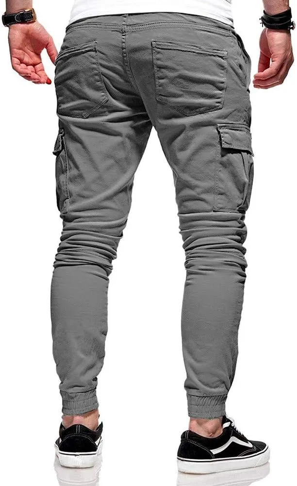 ZHUER Mens Slim Fit Sweatpants Cargo Pants Stretch Elastic Waist Jogger Pants Fashion Casual Chino Pants 2023 Fall Winter