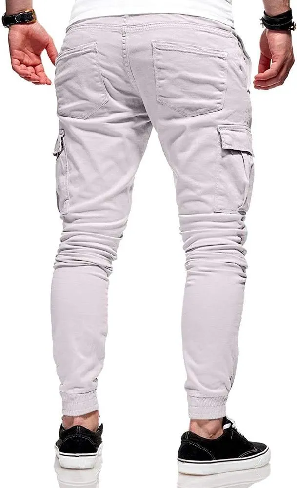 ZHUER Mens Slim Fit Sweatpants Cargo Pants Stretch Elastic Waist Jogger Pants Fashion Casual Chino Pants 2023 Fall Winter