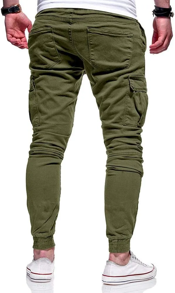 ZHUER Sweatpants Men Slim Fit Chino Cargo Pants Stretch Elastic Waist Jogger Pants Fashion Casual Pants 2023 Fall Winter