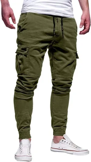 ZHUER Sweatpants Men Slim Fit Chino Cargo Pants Stretch Elastic Waist Jogger Pants Fashion Casual Pants 2023 Fall Winter