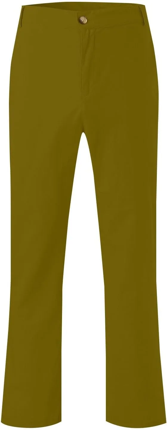 ZYXTIM Cotton Linen Trousers for Men Flat Front Lightweight Casual Work Pants Quick Dry Summer Beach Yoga Pants with Pockets
